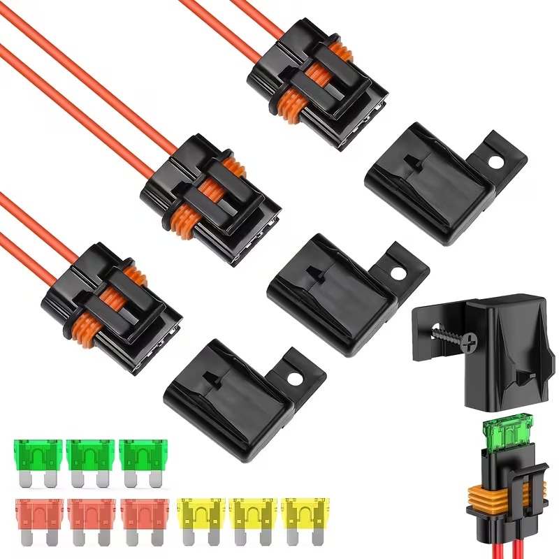 3 Pcs 14 AWG Inline Fuse Holder with ATC/ATO Blade Fuses